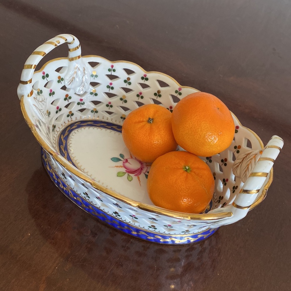 Hand Painted Porcelain Decorative Basket - Picture 11 of 13